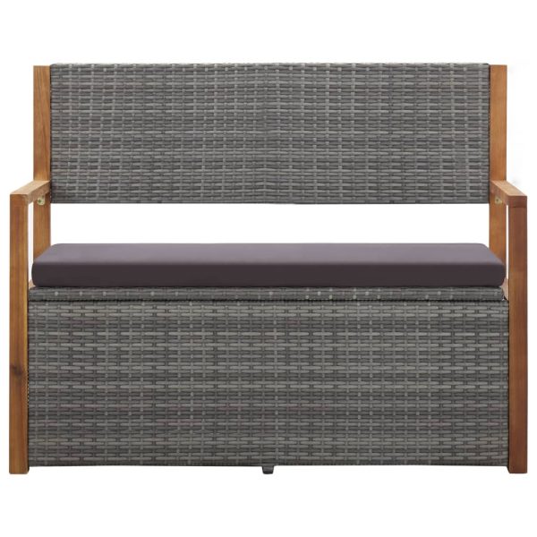 Cassapanca 115 Cm In Polyrattan E Legno Massello Acacia Grigia - Image 2