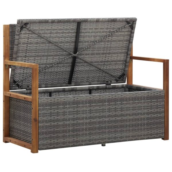 Cassapanca 115 Cm In Polyrattan E Legno Massello Acacia Grigia - Image 3