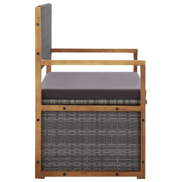 Cassapanca 115 Cm In Polyrattan E Legno Massello Acacia Grigia - Image 4