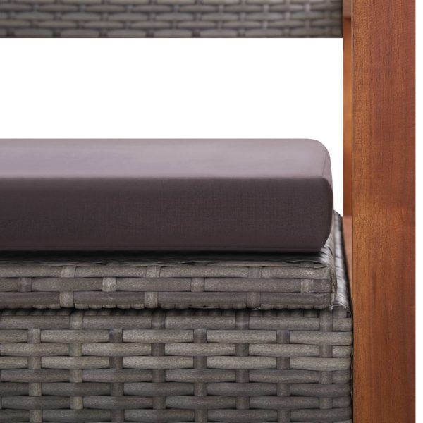 Cassapanca 115 Cm In Polyrattan E Legno Massello Acacia Grigia - Image 6