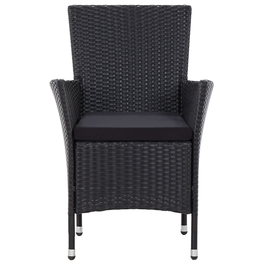 Set Da Pranzo Da Giardino 7 Pz Con Cuscini In Polyrattan Nero - Image 5
