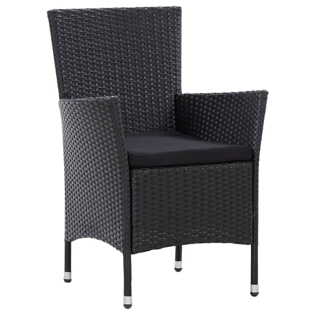 Set Da Pranzo Da Giardino 7 Pz Con Cuscini In Polyrattan Nero - Image 6