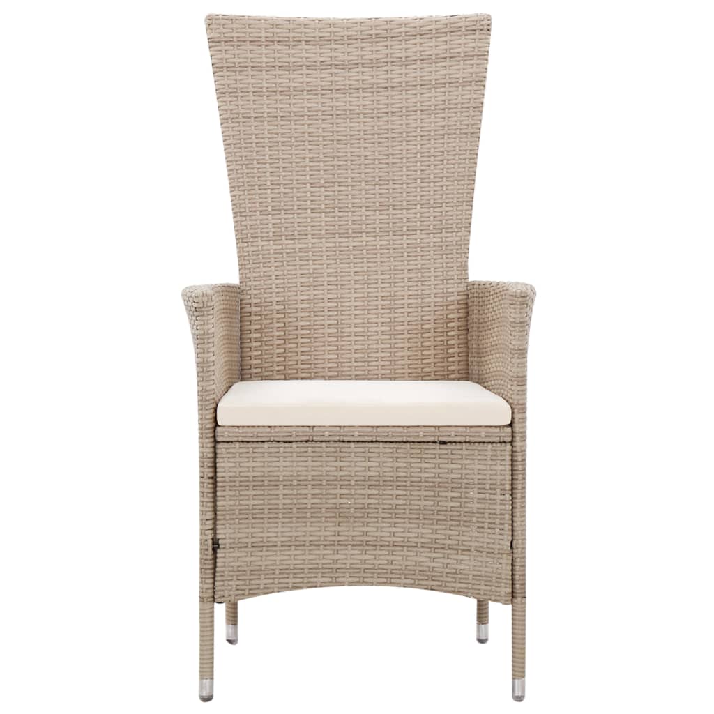 Set Da Pranzo Da Giardino 7 Pz Con Cuscini In Polyrattan Beige - Image 3