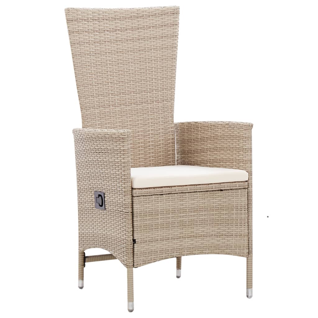 Set Da Pranzo Da Giardino 7 Pz Con Cuscini In Polyrattan Beige - Image 5