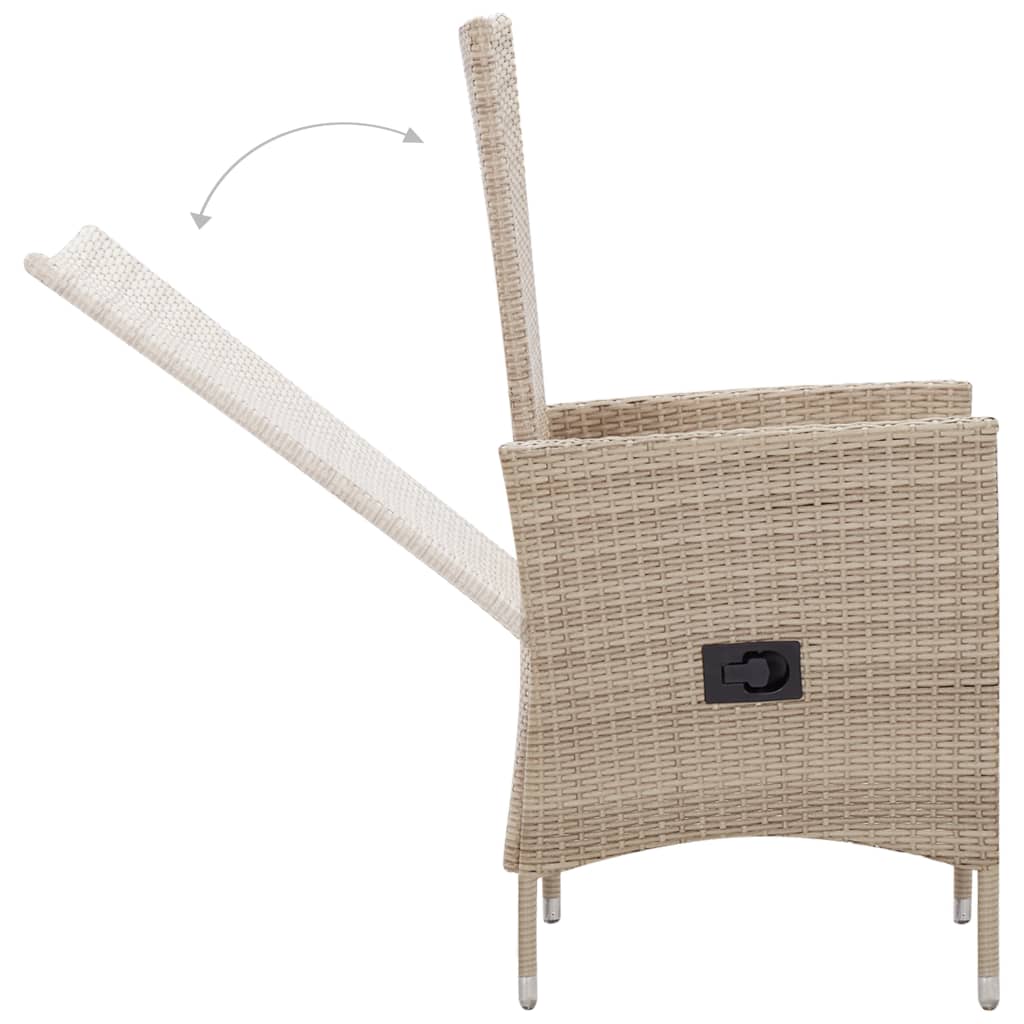Set Da Pranzo Da Giardino 7 Pz Con Cuscini In Polyrattan Beige - Image 6
