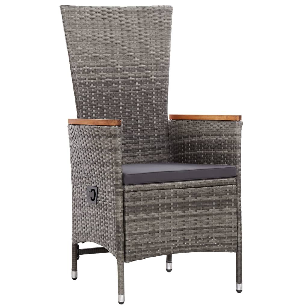 Set Da Pranzo Da Esterno 9 Pz Con Cuscini In Polyrattan Grigio - Image 6