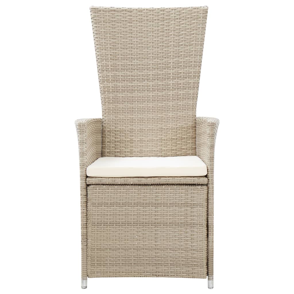 Sedie Da Giardino Reclinabili 2 Pz Con Cuscini Polyrattan Beige - Image 3