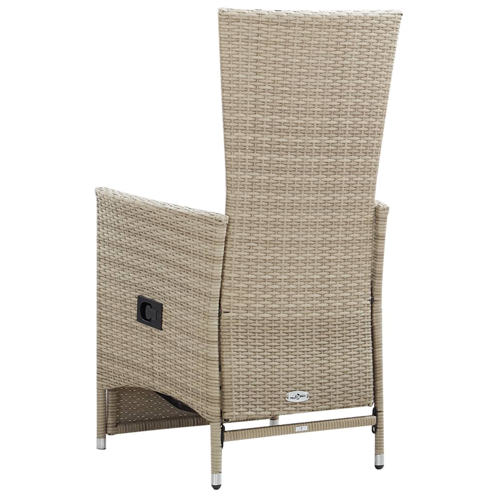 Sedie Da Giardino Reclinabili 2 Pz Con Cuscini Polyrattan Beige - Image 4