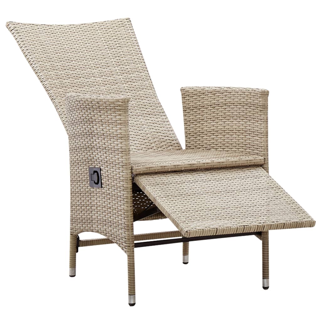 Sedie Da Giardino Reclinabili 2 Pz Con Cuscini Polyrattan Beige - Image 5