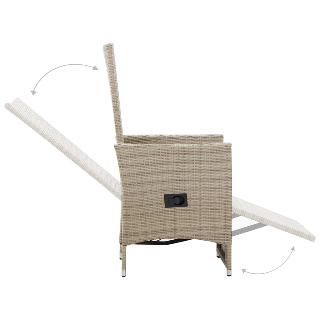 Sedie Da Giardino Reclinabili 2 Pz Con Cuscini Polyrattan Beige - Image 6