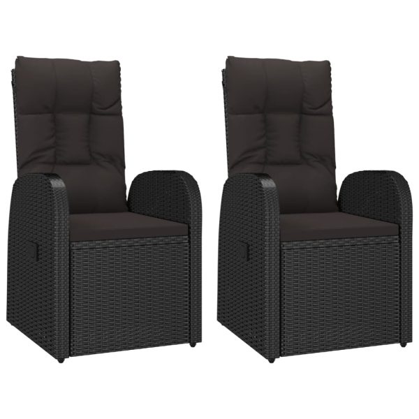 Sedie Da Giardino Reclinabili 2 Pz Con Cuscini Polyrattan Nero - Image 2
