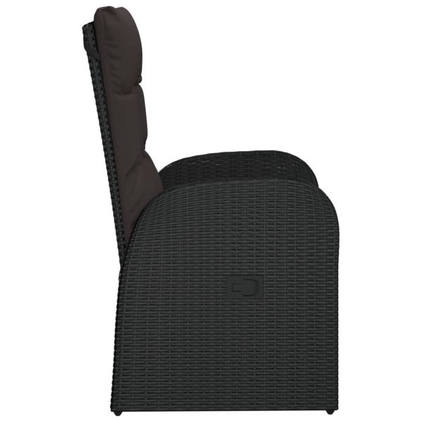 Sedie Da Giardino Reclinabili 2 Pz Con Cuscini Polyrattan Nero - Image 5