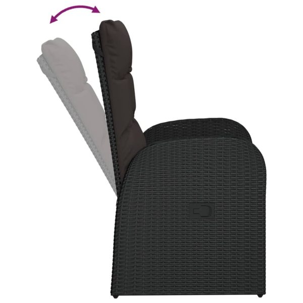 Sedie Da Giardino Reclinabili 2 Pz Con Cuscini Polyrattan Nero - Image 6