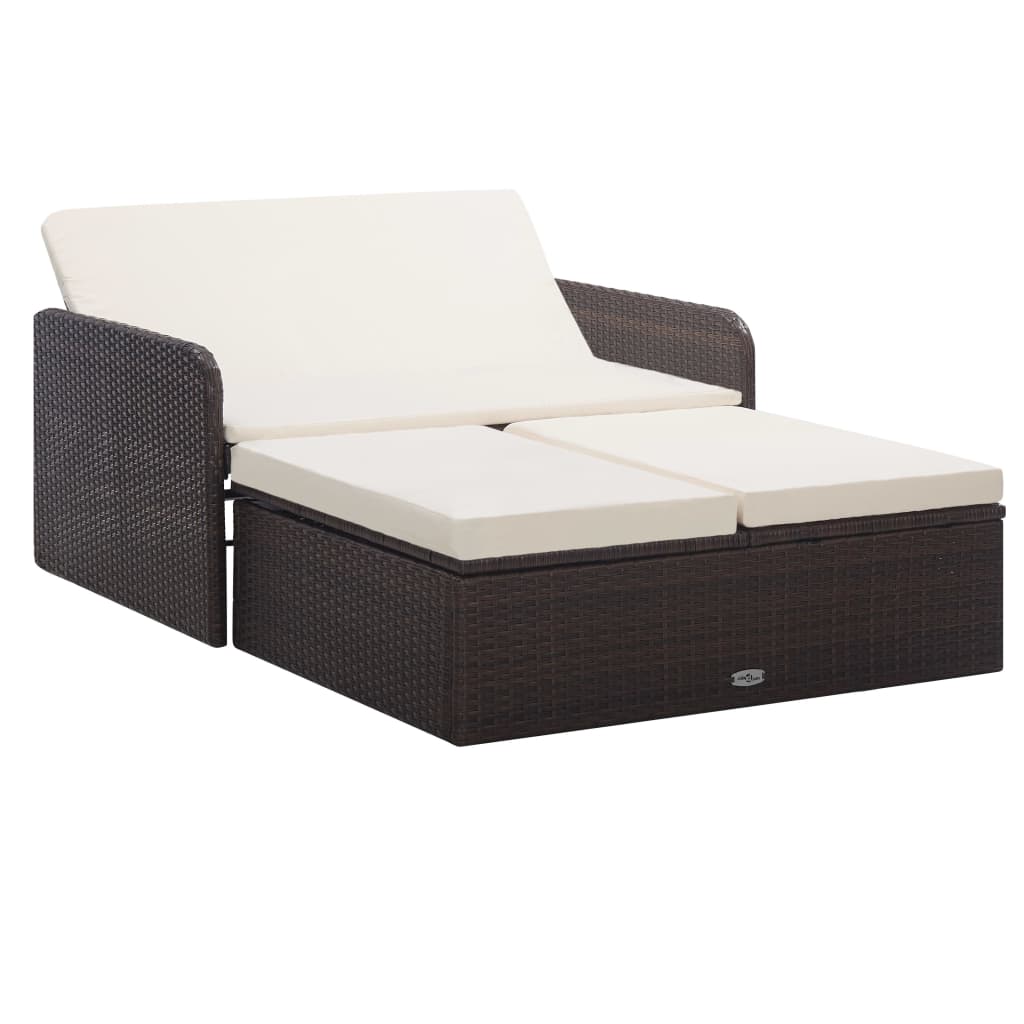 Set Divani Da Giardino 2 Pz Con Cuscini In Polyrattan Marrone