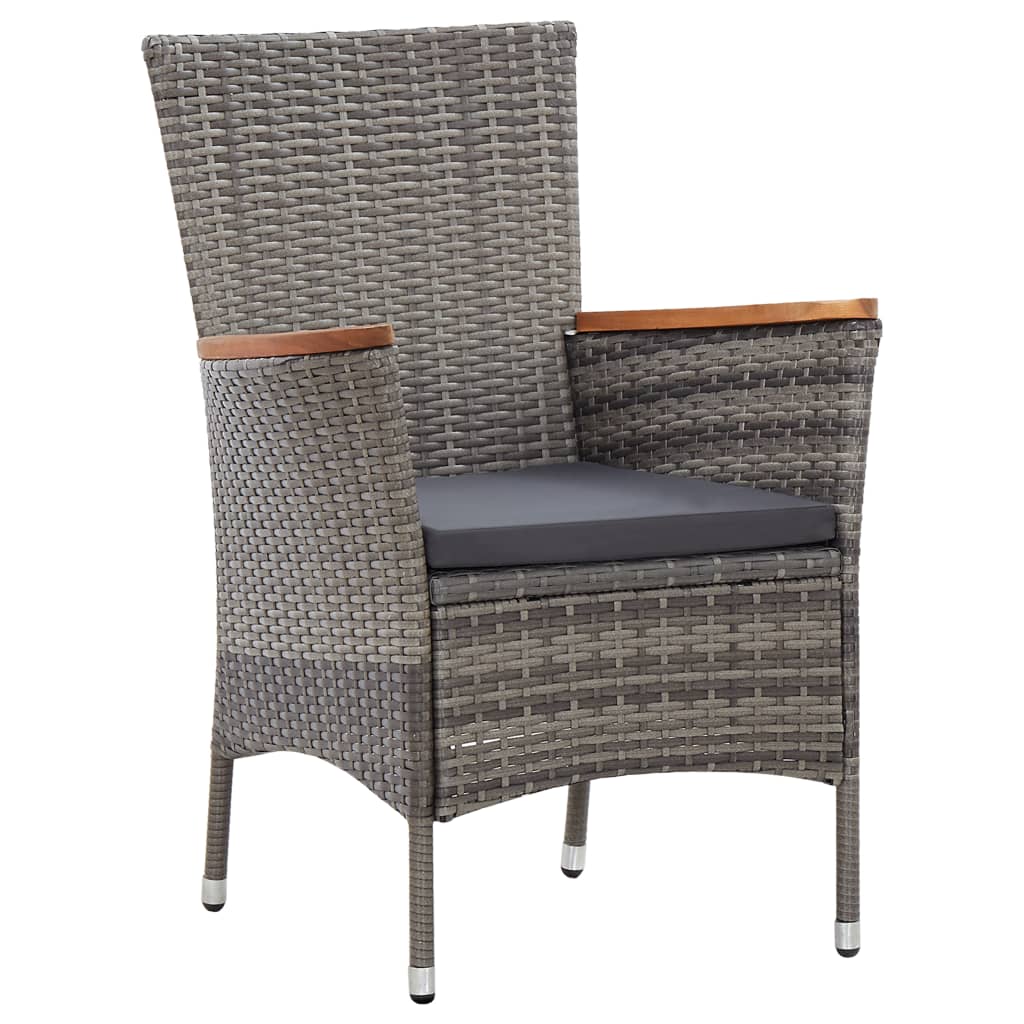 Set Da Pranzo Da Giardino 9 Pz Con Cuscini In Polyrattan Grigio - Image 6