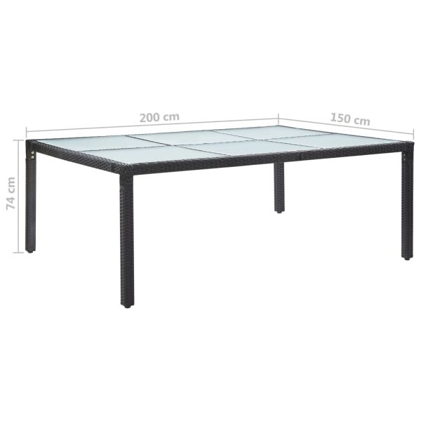 Tavolo Da Pranzo Da Giardino Nero 200x150x74 Cm In Polyrattan - Image 5