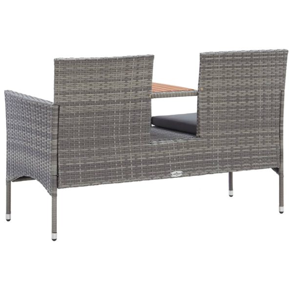 Panca Da Giardino 2 Posti Con Tavolino 143 Cm Polyrattan Grigio - Image 4