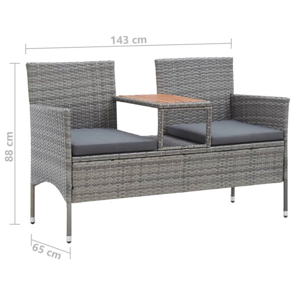 Panca Da Giardino 2 Posti Con Tavolino 143 Cm Polyrattan Grigio - Image 6