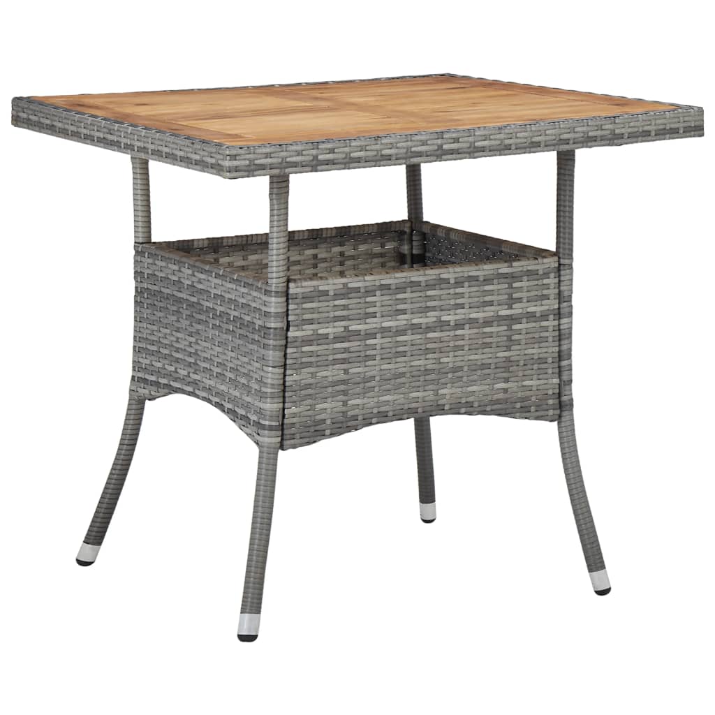 Tavolo Da Pranzo Esterno Grigio Polyrattan E Massello D'acacia