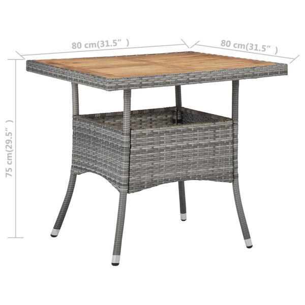 Tavolo Da Pranzo Esterno Grigio Polyrattan E Massello D'acacia - Image 5