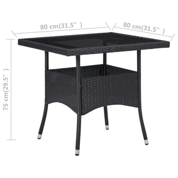 Tavolo Da Pranzo Per Giardino In Polyrattan Nero E Vetro - Image 4