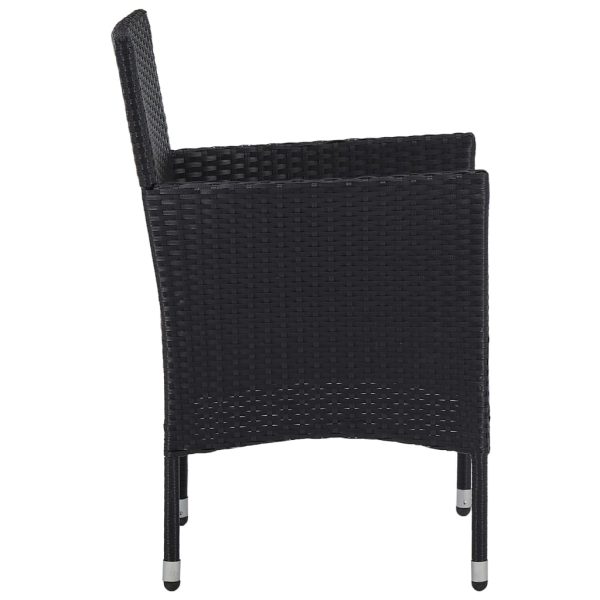 Set Sedie Da Pranzo Per Giardino 2 Pz In Polyrattan Nero - Image 4
