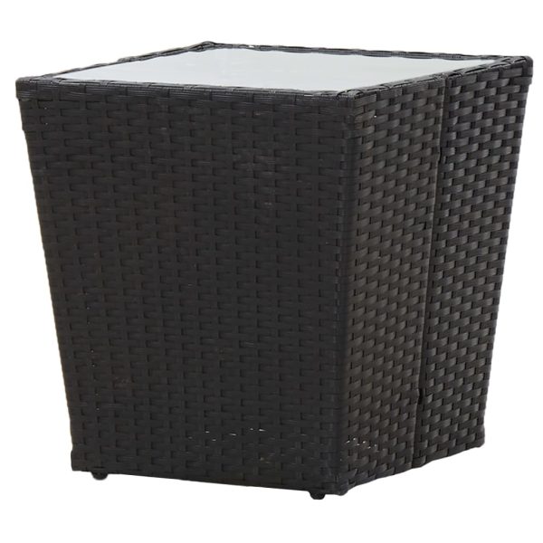 Tavolino Nero 41,5x41,5x43 Cm In Polyrattan E Vetro Temperato - Image 3