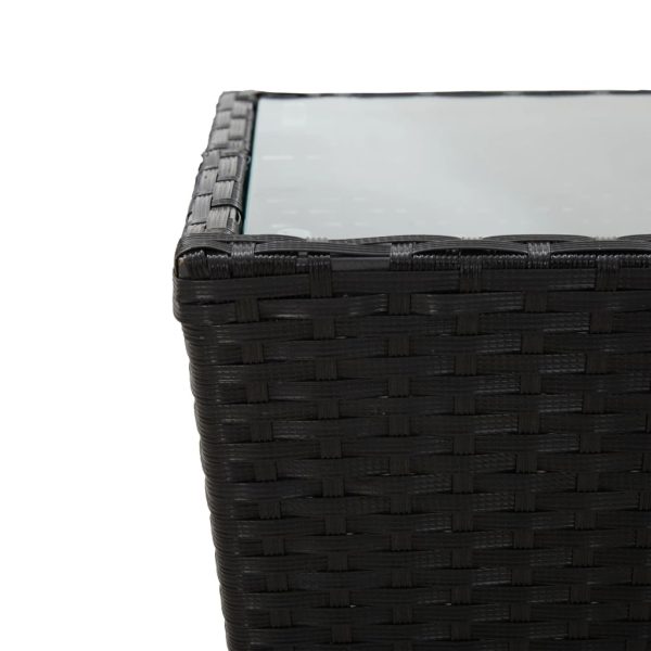 Tavolino Nero 41,5x41,5x43 Cm In Polyrattan E Vetro Temperato - Image 4