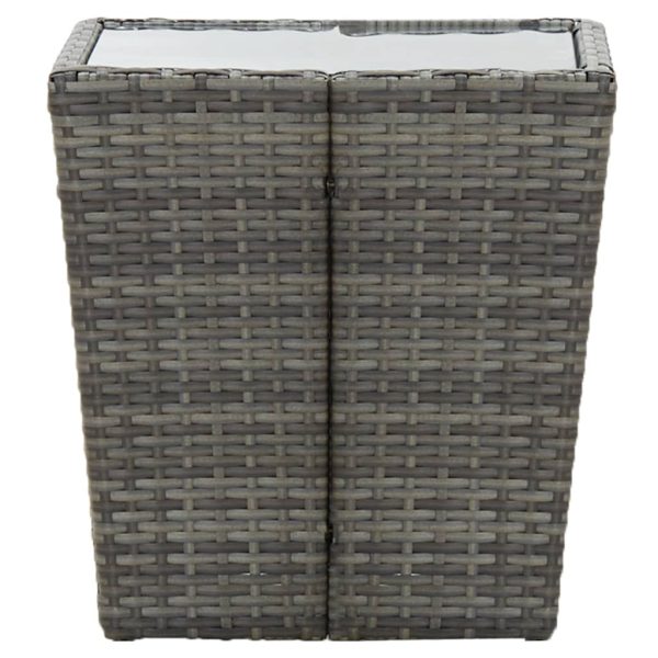 Tavolino Grigio 41,5x41,5x43 Cm In Polyrattan E Vetro Temperato - Image 3