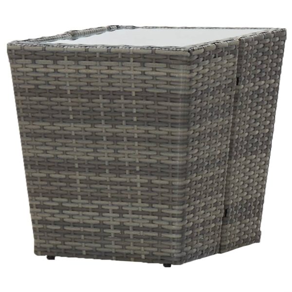 Tavolino Grigio 41,5x41,5x43 Cm In Polyrattan E Vetro Temperato - Image 4