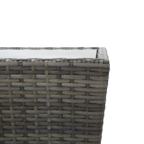 Tavolino Grigio 41,5x41,5x43 Cm In Polyrattan E Vetro Temperato - Image 5
