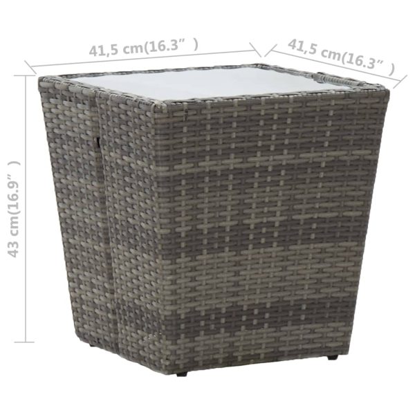 Tavolino Grigio 41,5x41,5x43 Cm In Polyrattan E Vetro Temperato - Image 6