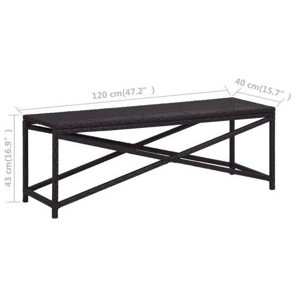 Panchina Da Giardino 120 Cm In Polyrattan Nero - Image 5
