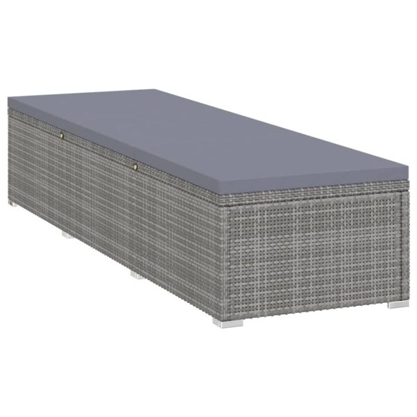 Lettino Prendisole Con Cuscino In Polyrattan Grigio - Image 3