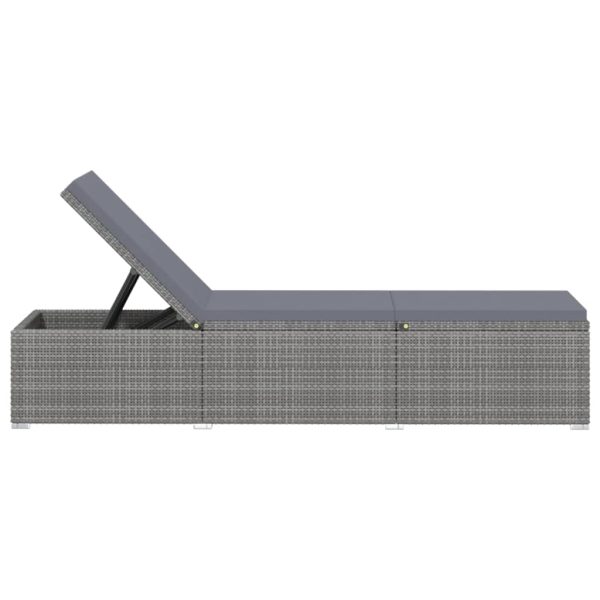 Lettino Prendisole Con Cuscino In Polyrattan Grigio - Image 4