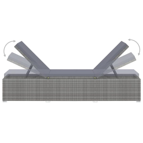 Lettino Prendisole Con Cuscino In Polyrattan Grigio - Image 5