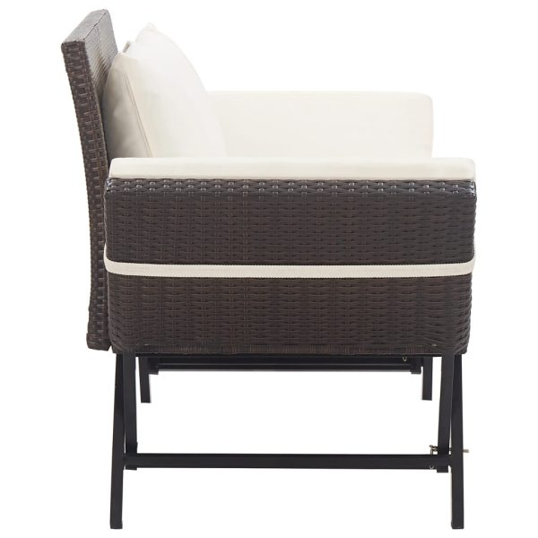 Panchina Da Giardino Con Cuscini 176 Cm Marrone In Polyrattan - Image 3