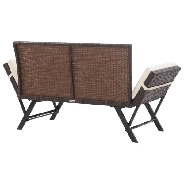 Panchina Da Giardino Con Cuscini 176 Cm Marrone In Polyrattan - Image 4