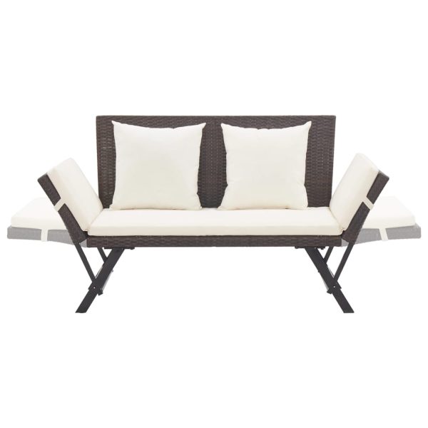 Panchina Da Giardino Con Cuscini 176 Cm Marrone In Polyrattan - Image 5