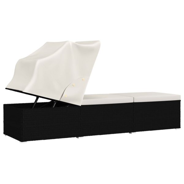 Lettino Prendisole Tettuccio E Cuscino Polyrattan Bianco Crema - Image 5
