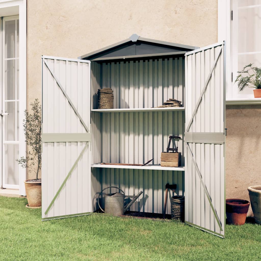 Capanno Da Giardino Grigio 116x45x175 Cm In Acciaio Zincato