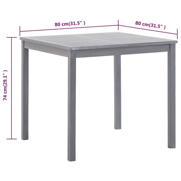 Tavolo Da Giardino Grigio 80x80x74 Cm Legno Massello Di Acacia - Image 5