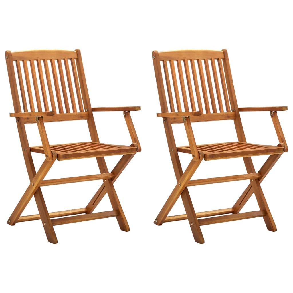 Sedie Da Giardino Pieghevoli 2 Pz In Legno Massello D'acacia