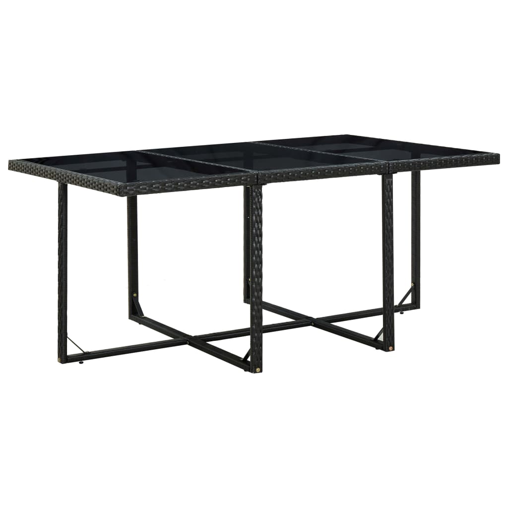 Set Da Pranzo Da Giardino 11 Pz Con Cuscini In Polyrattan Nero - Image 3
