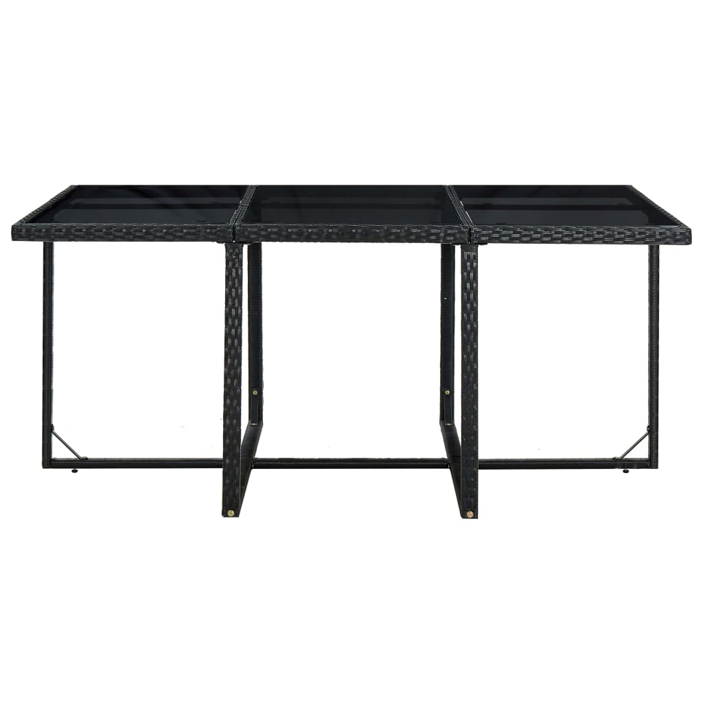 Set Da Pranzo Da Giardino 11 Pz Con Cuscini In Polyrattan Nero - Image 4