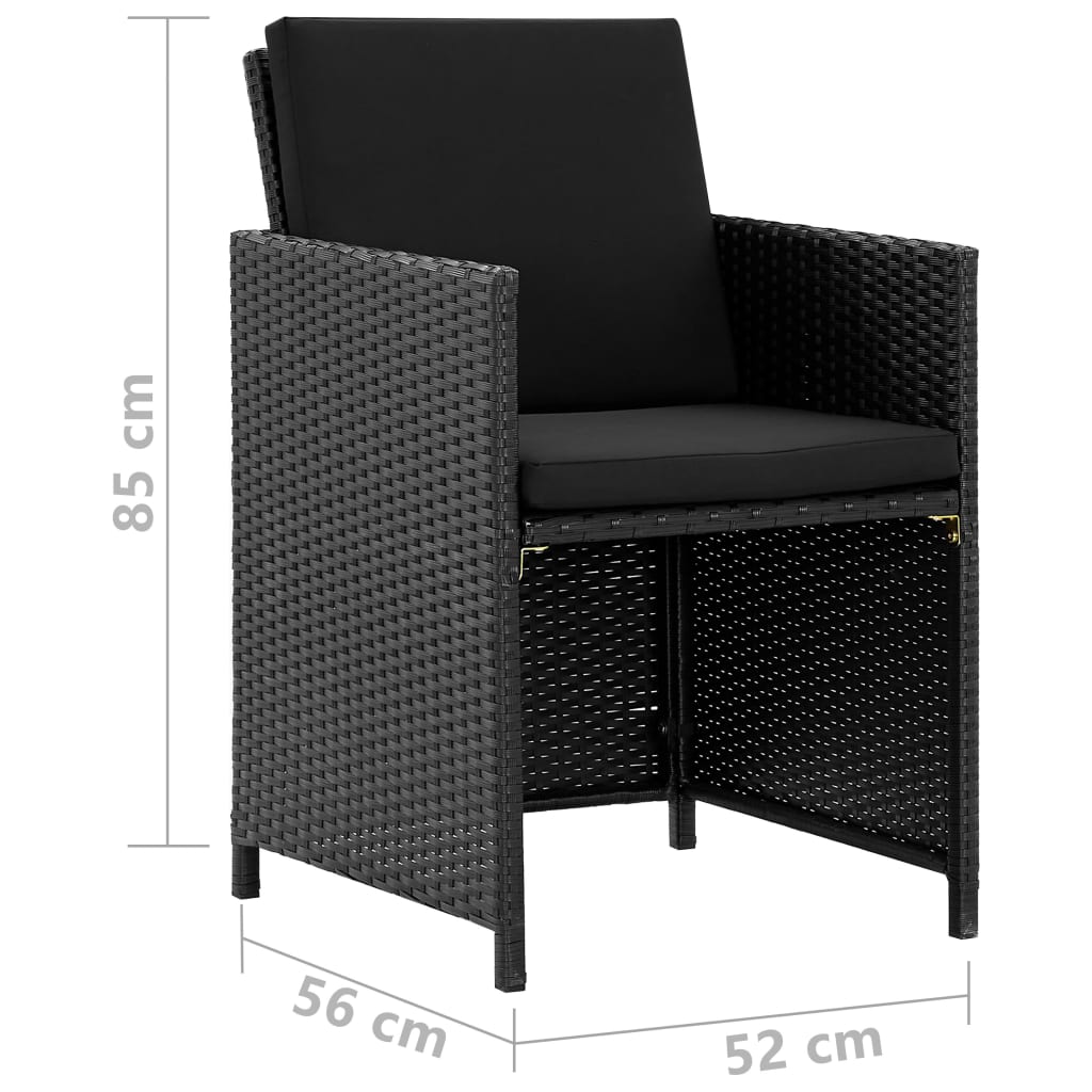 Set Da Pranzo Da Giardino 11 Pz Con Cuscini In Polyrattan Nero - Image 6