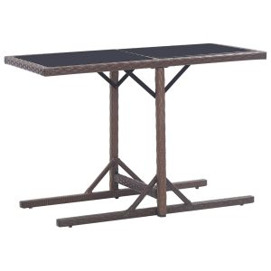 Tavolo Da Giardino Marrone 110x53x72 Cm In Vetro E Polyrattan