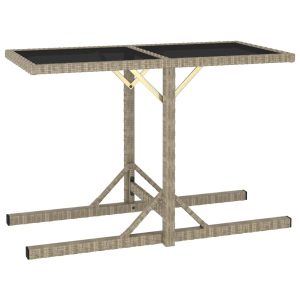 Tavolo Da Giardino Beige 110x53x72 Cm In Vetro E Polyrattan