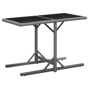 Tavolo Da Giardino Antracite 110x53x72 Cm In Vetro E Polyrattan