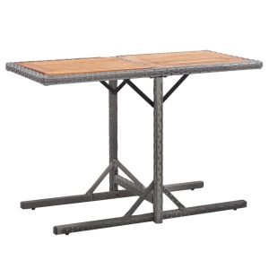 Tavolo Da Giardino Antracite In Polyrattan E Massello Di Acacia
